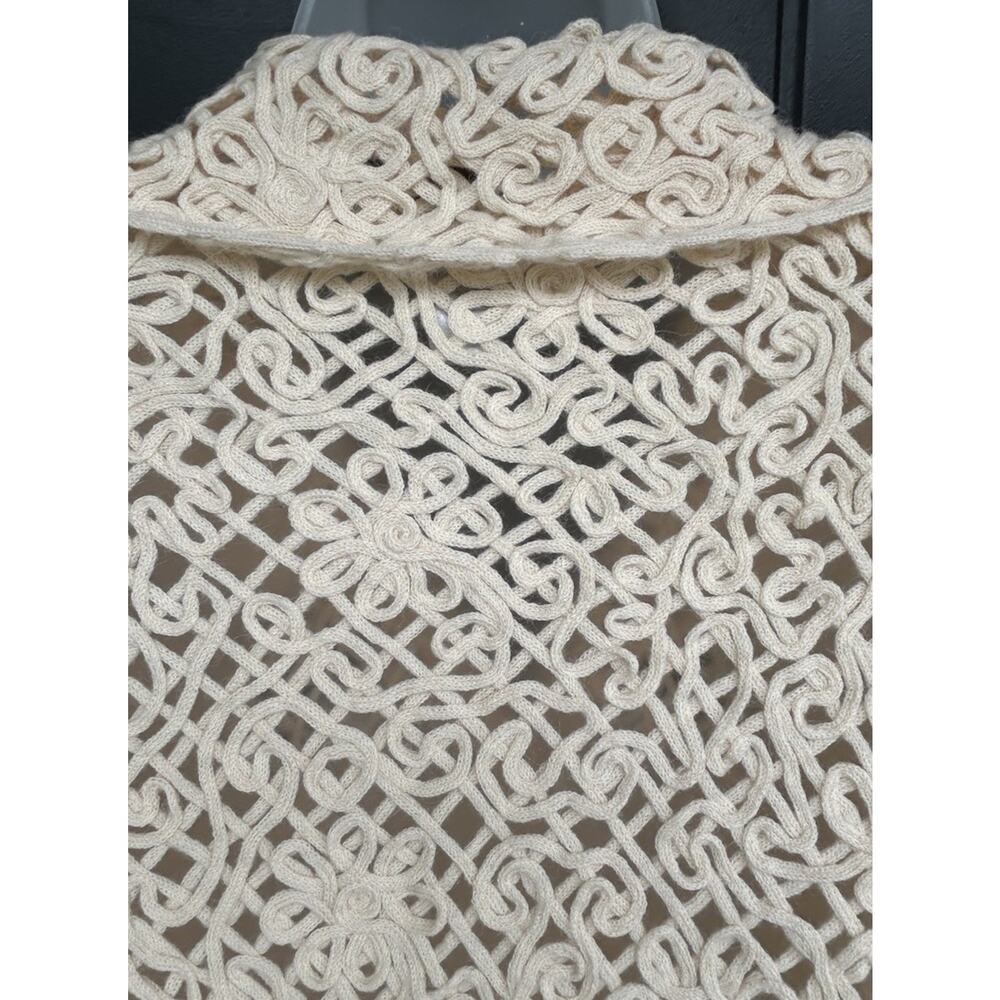 TALBOTS Collection Crochet Italian Alpaca Wool Cardigan Sweater Women's Size Med - Picture 9 of 12